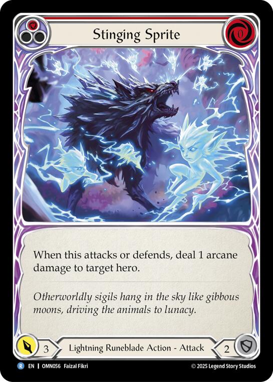 Stinging Sprite (Red) [OMN056] (Omens of the Third Age)  Rainbow Foil | Good Games Morley
