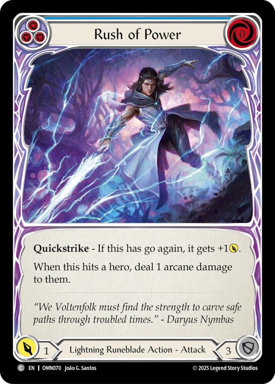 Rush Of Power (Blue) [OMN070] (Omens of the Third Age)  Rainbow Foil | Good Games Morley