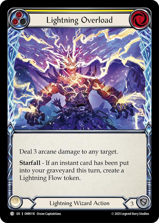 Lightning Overload (Yellow) [OMN116] (Omens of the Third Age)  Rainbow Foil | Good Games Morley