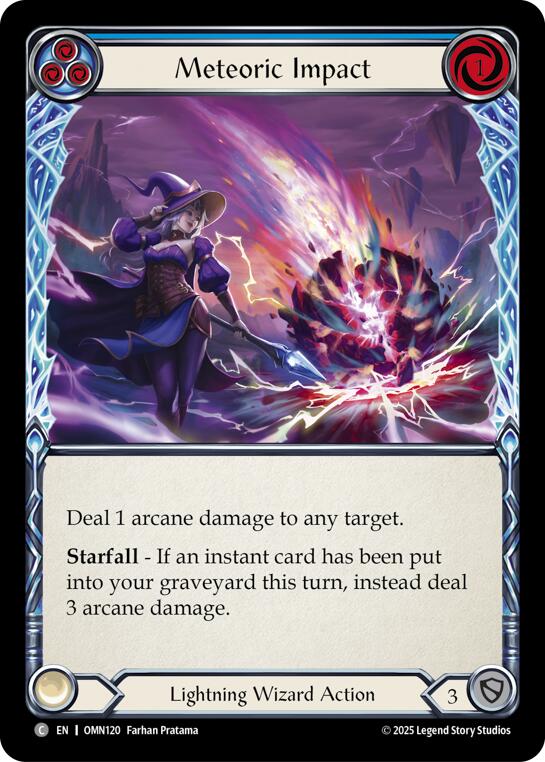 Meteoric Impact (Blue) [OMN120] (Omens of the Third Age)  Rainbow Foil | Good Games Morley