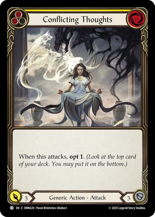 Conflicting Thoughts (Yellow) [OMN220] (Omens of the Third Age)  Rainbow Foil | Good Games Morley