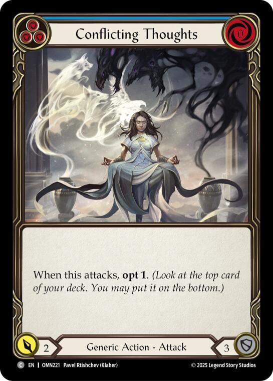 Conflicting Thoughts (Blue) [OMN221] (Omens of the Third Age)  Rainbow Foil | Good Games Morley