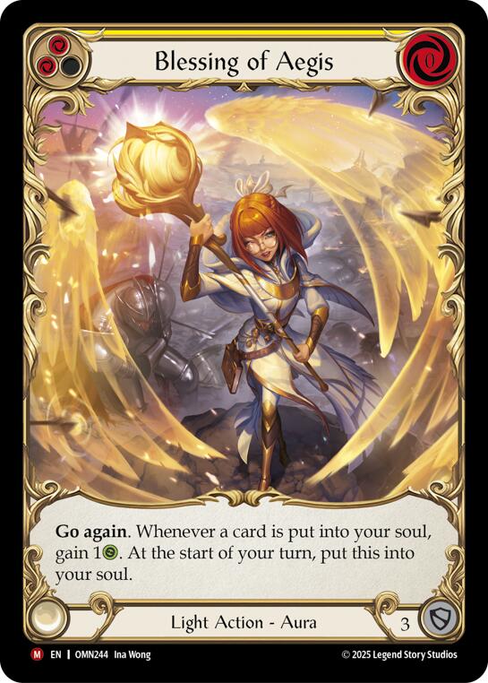 Blessing Of Aegis (Yellow) (Extended Art) [OMN244] (Omens of the Third Age)  Cold Foil | Good Games Morley