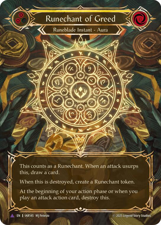 Runechant of Greed (Yellow) (Marvel) [IAR145-MV] (Omens of the Third Age)  Cold Foil | Good Games Morley