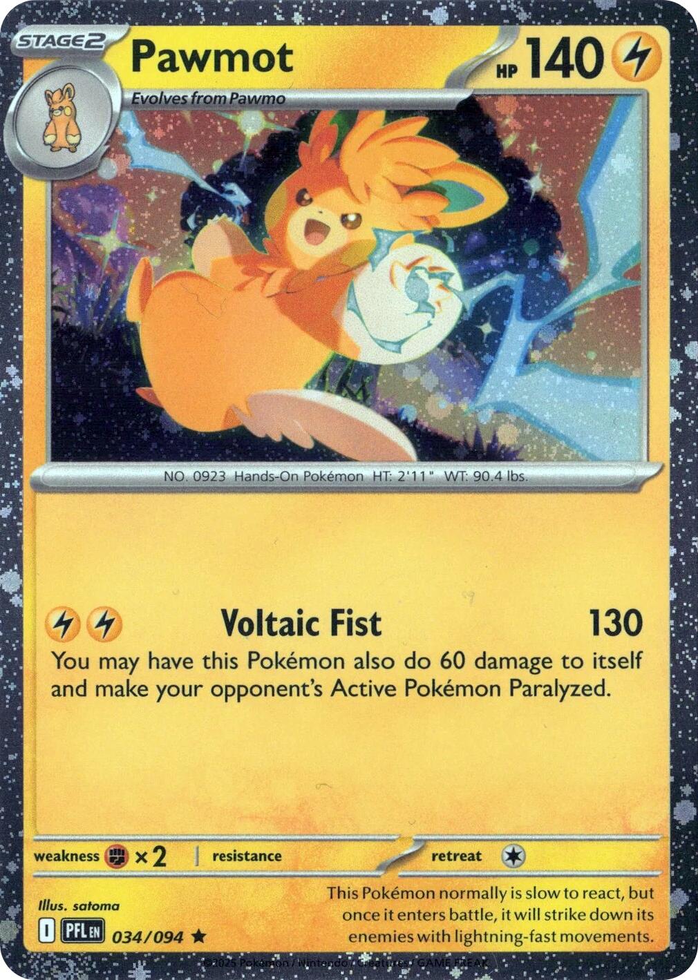 Pawmot (034/094) (Cosmos Holo) [Mega Evolution: Phantasmal Flames] | Good Games Morley