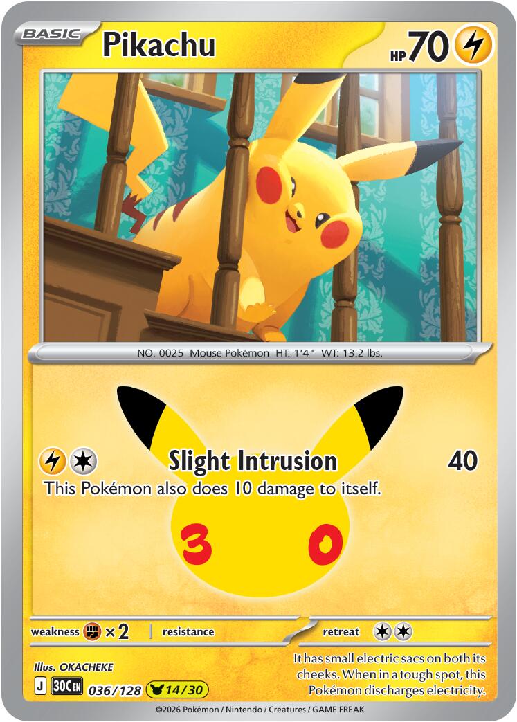 Pikachu (036/128) [Mega Evolution: 30th Celebration] | Good Games Morley