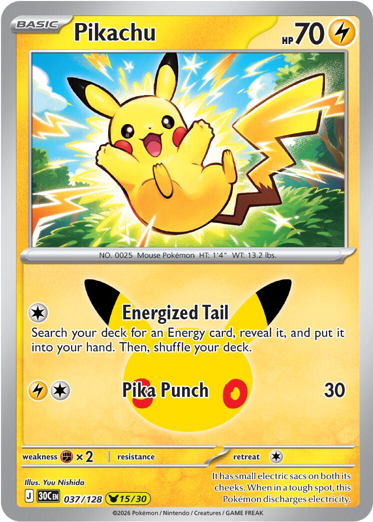 Pikachu (037/128) [Mega Evolution: 30th Celebration] | Good Games Morley