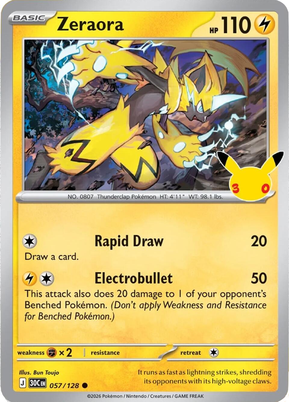 Zeraora (057/128) [Mega Evolution: 30th Celebration] | Good Games Morley