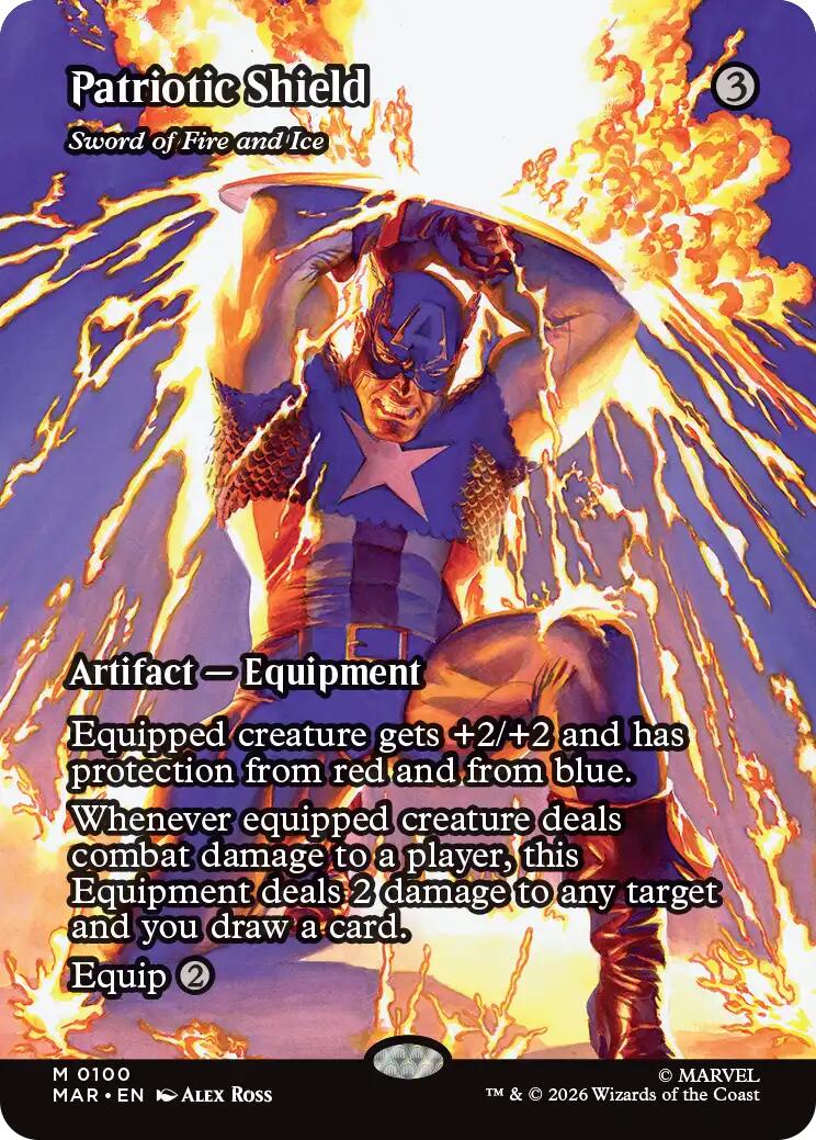 Patriotic Shield - Sword of Fire and Ice (Borderless) [Marvel Universe: Eternal-Legal] | Good Games Morley