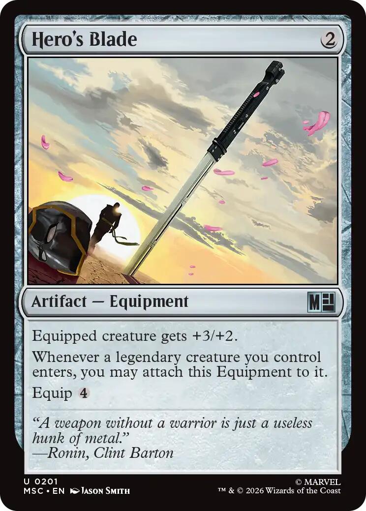 Hero's Blade (Surge Foil) [Marvel Super Heroes Commander] | Good Games Morley