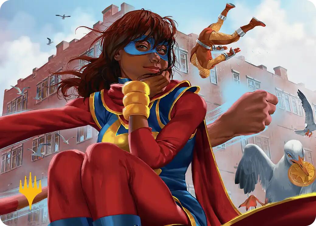 Ms. Marvel, Kamala Khan Art Card (Gold-Stamped Planeswalker Symbol) [Marvel Super Heroes Art Series] | Good Games Morley