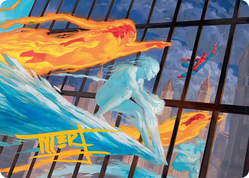 Iceman and Firestar Art Card (Gold-Stamped Signature) [Marvel Super Heroes Art Series] | Good Games Morley