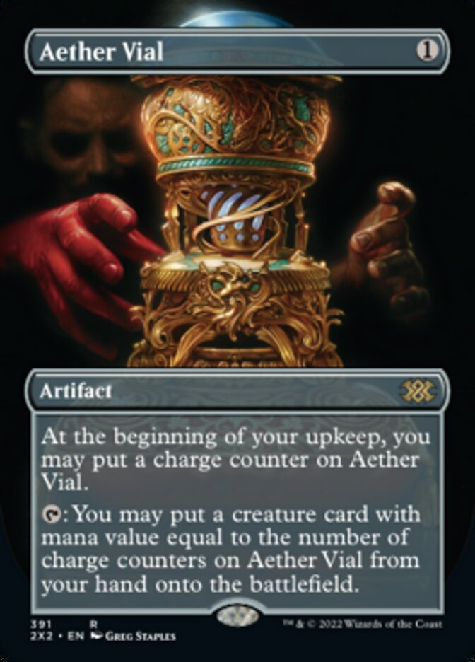 Aether Vial (Borderless Alternate Art) [Double Masters 2022] | Good Games Morley