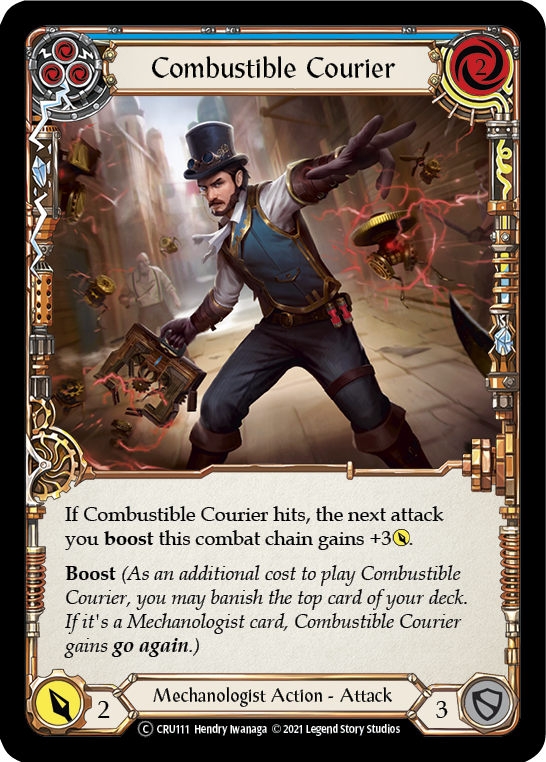 Combustible Courier (Blue) [U-CRU111] (Crucible of War Unlimited)  Unlimited Rainbow Foil | Good Games Morley