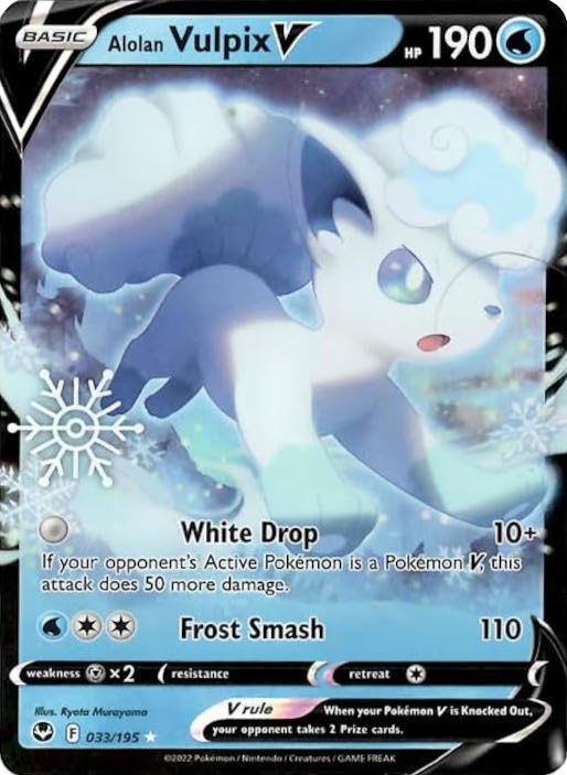 Alolan Vulpix V (033/195) (Holiday Calendar) [Sword & Shield: Silver Tempest] | Good Games Morley