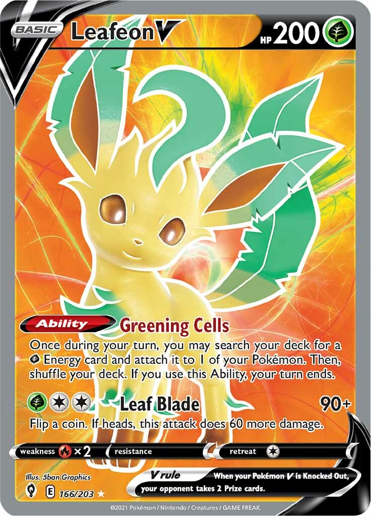 Leafeon V (166/203) [Sword & Shield: Evolving Skies] | Good Games Morley