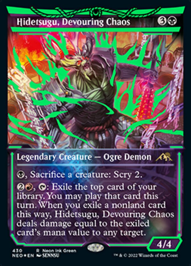Hidetsugu, Devouring Chaos (Neon Ink Green) [Kamigawa: Neon Dynasty] | Good Games Morley