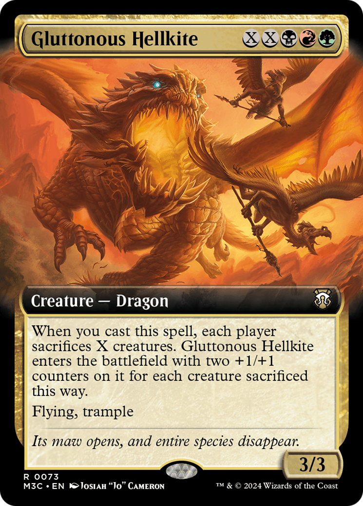 Gluttonous Hellkite (Extended Art) (Ripple Foil) [Modern Horizons 3 Commander] | Good Games Morley