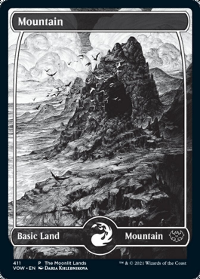 Mountain (The Moonlit Lands) (Foil Etched) [Innistrad: Crimson Vow Promos] | Good Games Morley