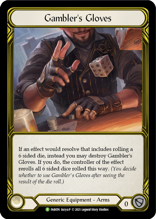 Gambler's Gloves (Golden) [FAB074] (Promo)  Cold Foil | Good Games Morley