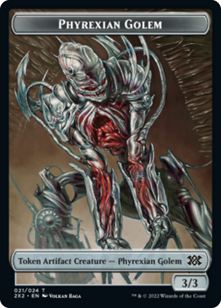 Drake // Phyrexian Golem Double-Sided Token [Double Masters 2022 Tokens] | Good Games Morley