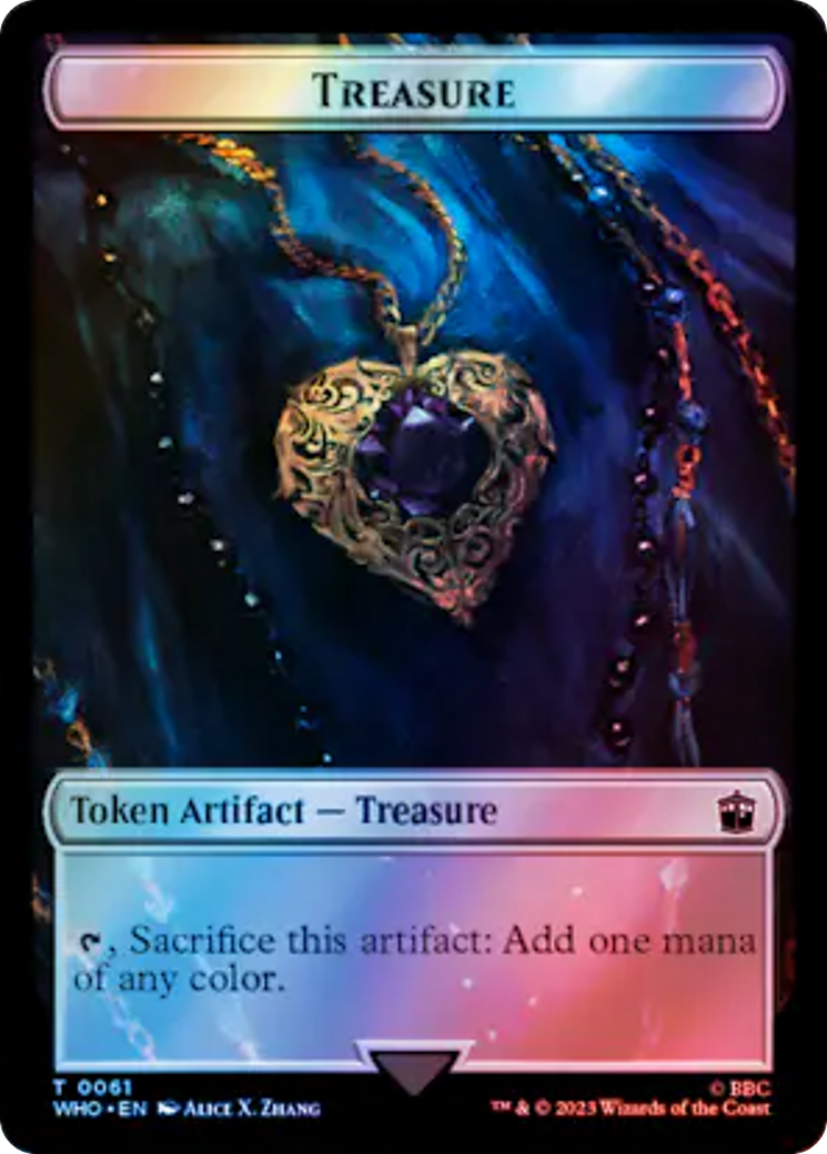 Alien // Treasure (0061) Double-Sided Token (Surge Foil) [Doctor Who Tokens] | Good Games Morley