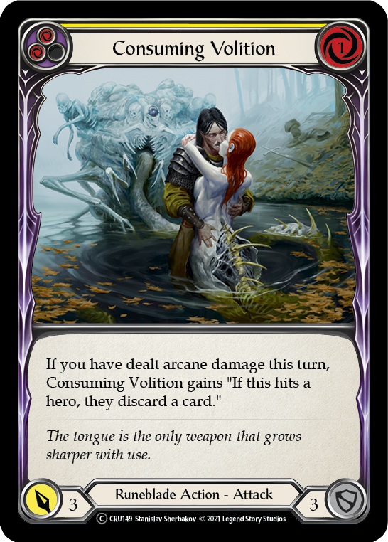 Consuming Volition (Yellow) [U-CRU149] (Crucible of War Unlimited)  Unlimited Rainbow Foil | Good Games Morley
