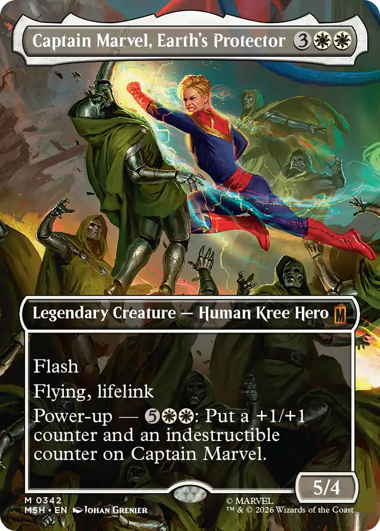 Captain Marvel, Earth's Protector (Borderless) (0342) [Marvel Super Heroes] | Good Games Morley