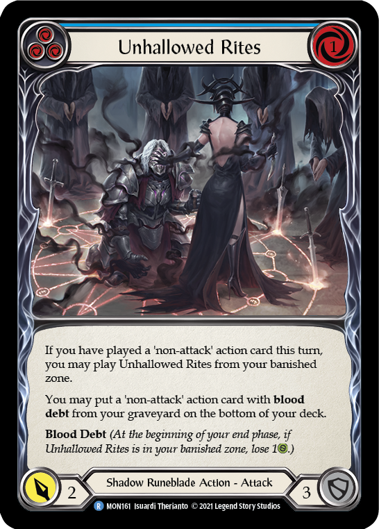 Unhallowed Rites (Blue) [MON161-RF] (Monarch)  1st Edition Rainbow Foil | Good Games Morley