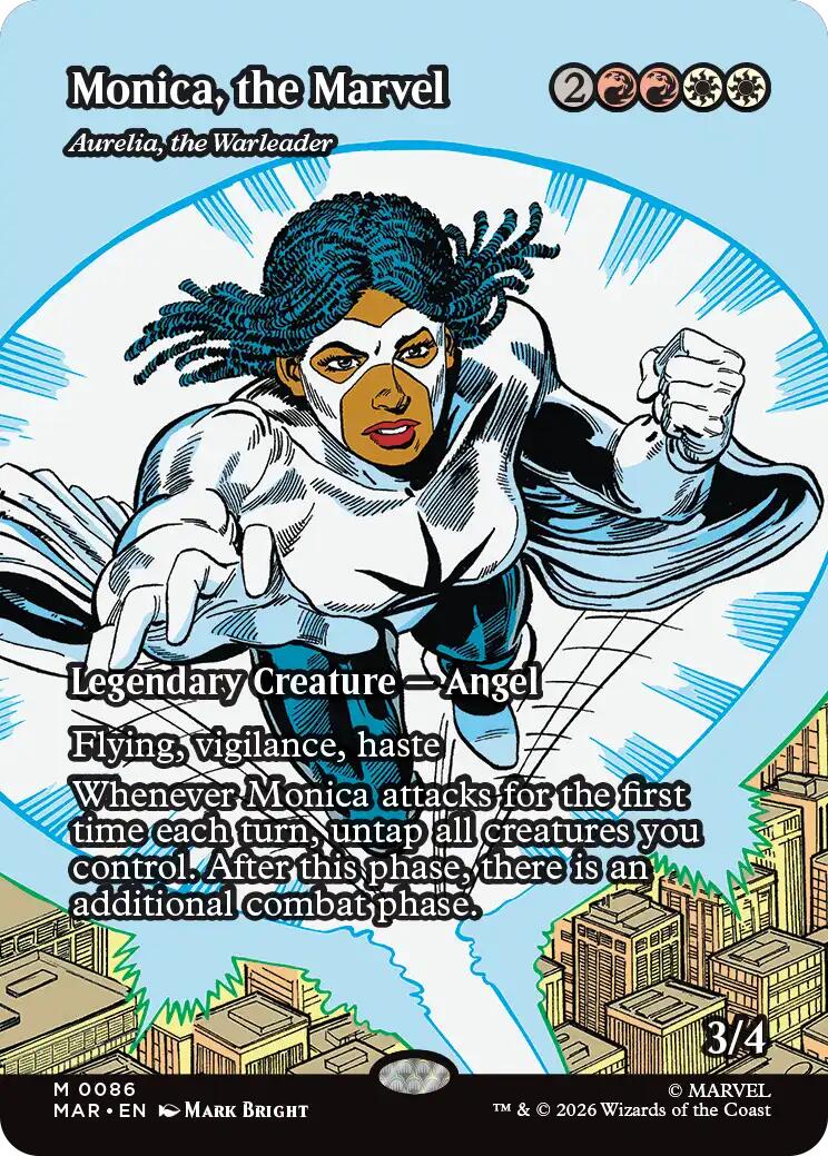 Monica, the Marvel - Aurelia, the Warleader (Borderless) [Marvel Universe: Eternal-Legal] | Good Games Morley