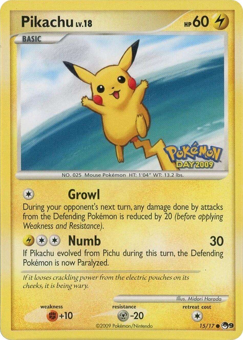 Pikachu (015/017) (Pokemon Day 2009) [POP Series 9] | Good Games Morley