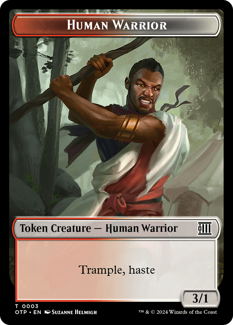 Treasure // Human Warrior Double-Sided Token [Outlaws of Thunder Junction Tokens] | Good Games Morley