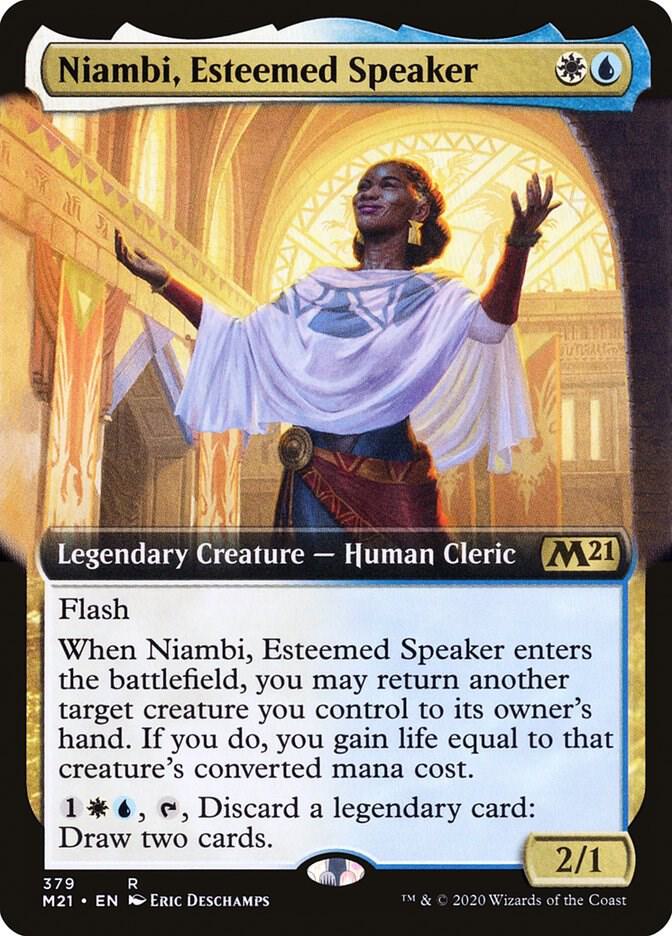 Niambi, Esteemed Speaker 379 (Core Set 2021)  - Extended Art Foil | Good Games Morley