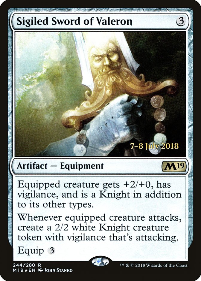 Sigiled Sword of Valeron [Core Set 2019 Prerelease Promos] | Good Games Morley
