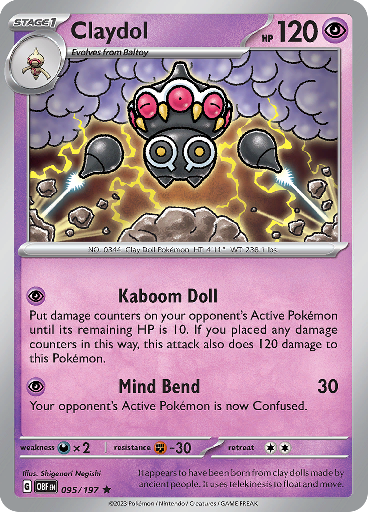 Claydol (095/197) [Scarlet & Violet: Obsidian Flames] | Good Games Morley