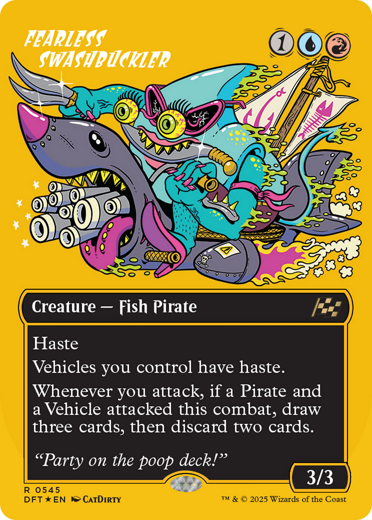 Fearless Swashbuckler (Borderless) (First-Place Foil) [Aetherdrift] | Good Games Morley