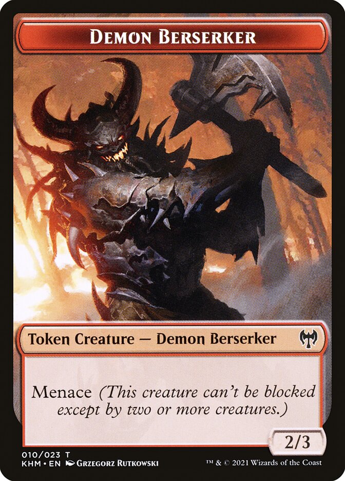 Human Warrior // Demon Berserker Double-Sided Token [Kaldheim Tokens] | Good Games Morley