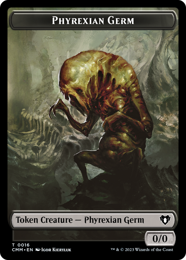 Manifest // Phyrexian Germ Double-Sided Token [Commander Masters Tokens] | Good Games Morley