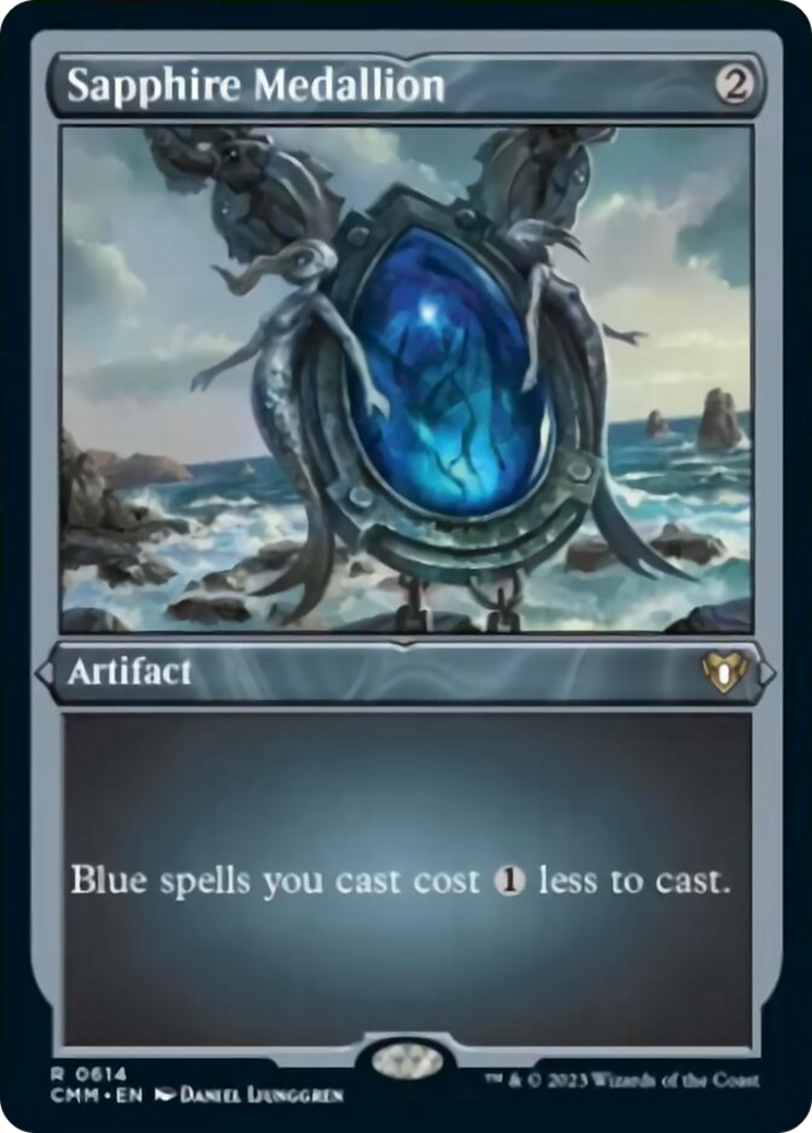 Sapphire Medallion (Foil Etched) [Commander Masters] | Good Games Morley