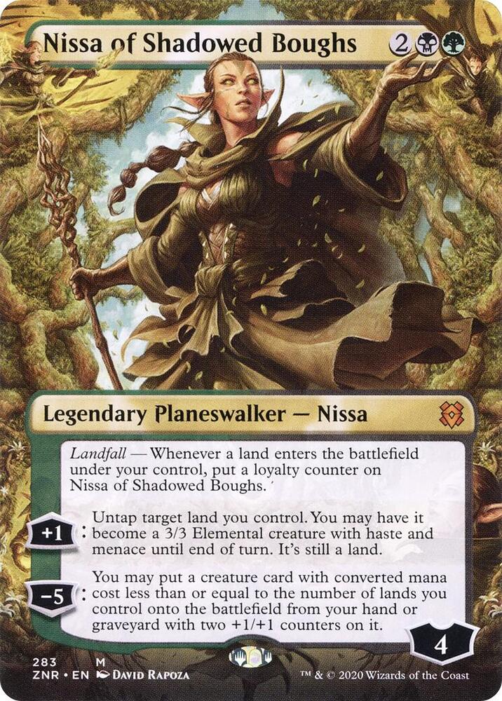 Nissa of Shadowed Boughs 283/280 (Zendikar Rising)  - Borderless Foil | Good Games Morley