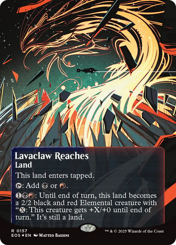 Lavaclaw Reaches (0157) (Borderless) (Galaxy Foil) [Edge of Eternities: Stellar Sights] | Good Games Morley