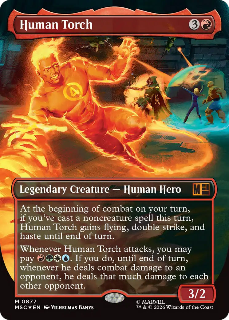 Human Torch (Borderless) (Surge Foil) [Marvel Super Heroes Commander] | Good Games Morley