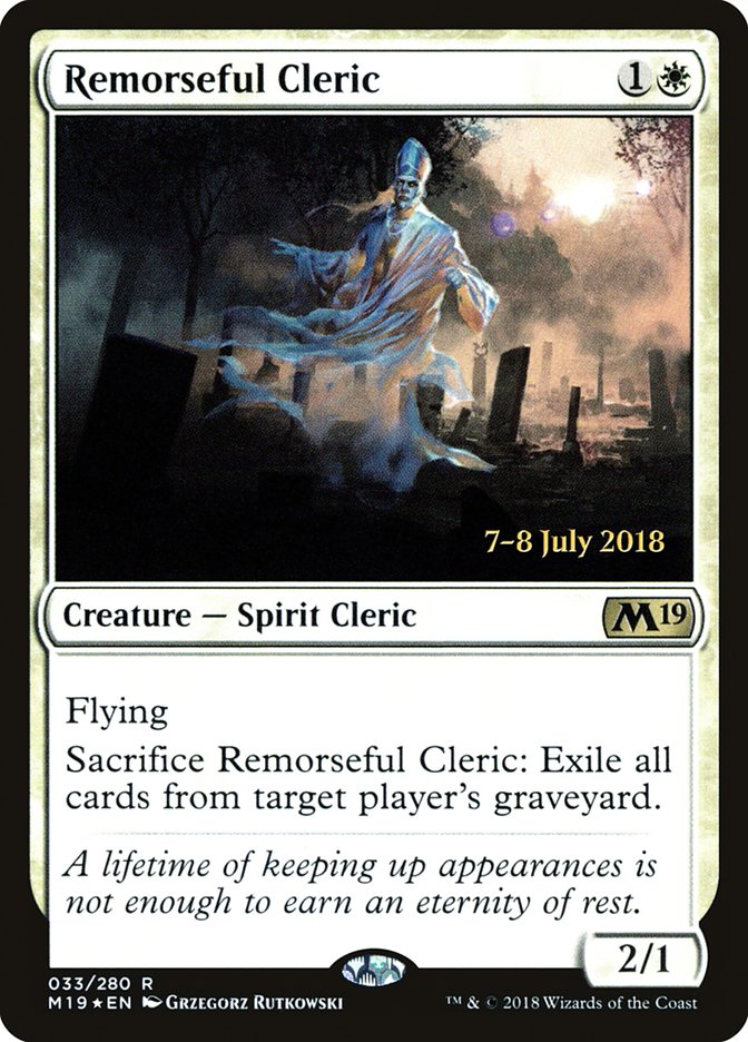 Remorseful Cleric [Core Set 2019 Prerelease Promos] | Good Games Morley