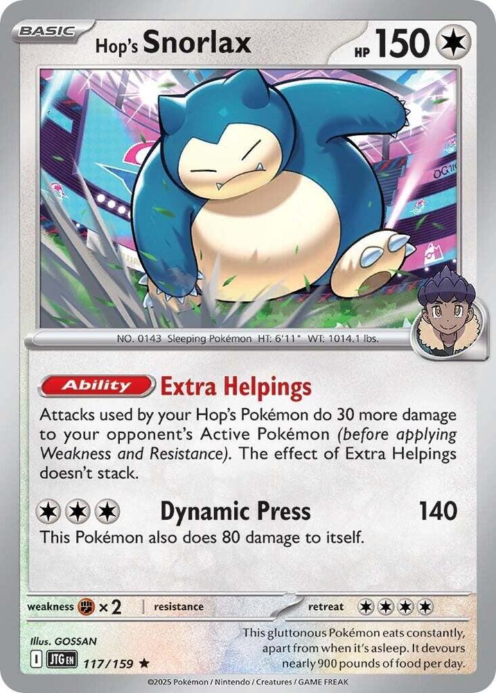 Hop's Snorlax 117/159 (SV09: Journey Together)  - Holofoil | Good Games Morley