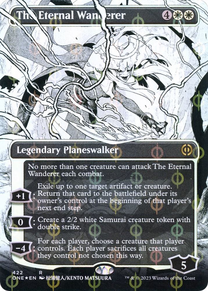 The Eternal Wanderer 422 (Phyrexia: All Will Be One)  - Borderless Compleat Foil | Good Games Morley