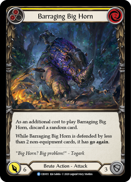 Barraging Big Horn (Yellow) [CRU011] (Crucible of War)  1st Edition Rainbow Foil | Good Games Morley