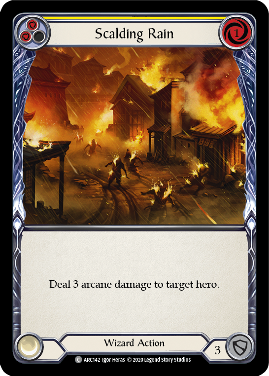 Scalding Rain (Yellow) [U-ARC142] (Arcane Rising Unlimited)  Unlimited Rainbow Foil | Good Games Morley