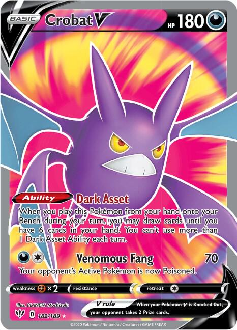 Crobat V 182/189 (SWSH03: Darkness Ablaze)  - Holofoil | Good Games Morley