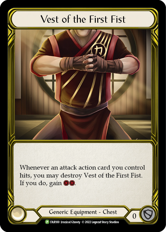 Vest of the First Fist (Golden) [FAB100] (Promo)  Cold Foil | Good Games Morley