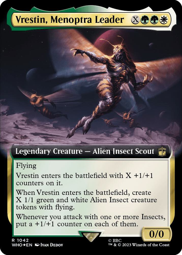 Vrestin, Menoptra Leader 1042/331 (Universes Beyond: Doctor Who)  - Extended Art Surge Foil | Good Games Morley